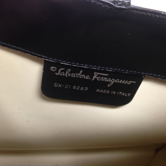 Ferragamo Large Black Enamel Patent Tote- Handbag - Picture 8 of 13